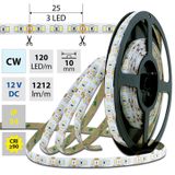 LED strip SMD2835 CW, 120LED/m, 14W/m, 1212lm/m, IP54, DC 12V, 10mm, 5m