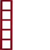 Frame 5gang, B.3, al. red/p. white matt, al. anodised