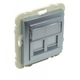 COV RING W/DOUB SUPPORT F/RJ45 CONNECT SILVER