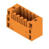 PCB plug-in connector, male header, Flange, THT solder connection, 3.50 mm, Number of poles: 10, 180°, Solder pin length (l): 3.5 mm, Gold-plated, orange, Box