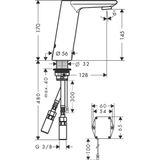 Metris S electric sink mixer 6V, for mixed water, chrome