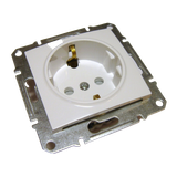 Sedna - single socket outlet, side earth - 16A shutters, without frame white