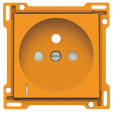 Finishing set with transparent lens for socket outlet with voltage indication, pin earthing and shutters, flush-mounting depth of 28.5mm, orange