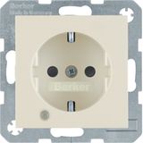 Schuko socket with LED and label holder S.1/B.3/B.7 white, glossy