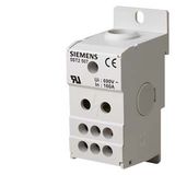 Distribution block 1-pole, 160 A, 690V Input: 1x 10-70 mm2 Output: 6x 2.5-16 mm2 for