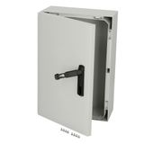 Polycarbonate enclosure, 600x400x210mm, fitted with Mounting plate
