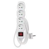 Extension Cord 2 m / 4 sockets / switch / white / PVC / 1 mm2