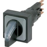 Q25LWK3R-WS Illuminated selector switch actuator, maintained, 45° 45°, 25 — 25 mm, 3 positions, With thumb-grip, White, with VS anti-rotation tab, without light e