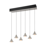 Romeo LED pendant 6-pc brushed steel