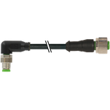 M8 male 90° / M12 female 0° A-cod. PUR 3x0.25 bk UL/CSA+drag ch. 6m