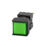 Pushbutton complete, dia. 16 mm, lighted LED 24 VDC, square, green, momentary operation, IP65, DPDT contact block, solder terminal A16 7134G