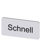 Labeling plate 12.5 x 27 mm, silver-colored label, labeling: schnell