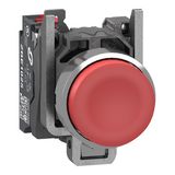 Metal PB red projecting 1 NC Push-in