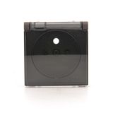 Cover for single socket outlet with earthing IP44 - transparent flap, Bronze matt, metalic