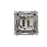Single socket outlet without earthing, with shutters, white, 16A