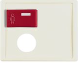 Centre plate plug-in opening, red button at top, arsys, white glossy