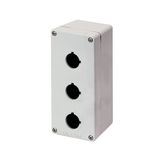 Aluminium push-button enclosure M4 70x155x80, 3 holes Ø 22, without cable entry