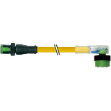 MQ12 male 0° / MQ12 female 90° A-cod. LED PVC 4x0.34 ye UL/CSA 0.3m