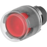 Push-button, full guard, illuminated, red, rubber cap