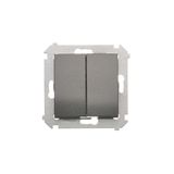 Double two-way switch without pictogram, (module), 10AX, Screw, anthracite, metalic
