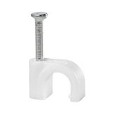 FLOP-6 cable holder with nail, round cable ⌀6mm, white, nail: 2x19mm