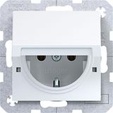 SCHUKO wall socket, locking port, plug-in, A.x/C.x, white glass