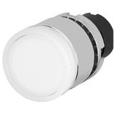 Push-button, full guard, illuminated, white, metal