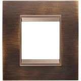 LUX INTERNATIONAL PLATE - IN METAL - 2 MODULES - ANTIQUE BRASS LAVY - INNER FRAME MATT DARK BRONZE - CHORUSMART