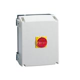 Empty non-metallic enclosure IEC/EN type IP65, for switch disconnectors. With rotating red/yellow handle, for GA125A...GA160A. Enclosure dimensions: 220x280x170mm/8.7x11x6.7''