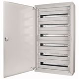 BP-O-400/4-C-W Surface-mount service distribution board with three-point turn-lock, including DIN rails, front plate with 45-mm cutout, W = 400 mm, H = 460 mm