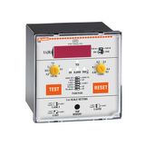 Earth leakage relay with 2 operatin thresholds, flush-mount. External CT. Fault current measurement. Digital display. Fail safe. Flag indicator, 110VAC-240VAC-415VAC