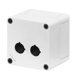 Polystyrene push-button enclosure 94x94x81, 2 holes Ø 22