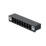 PCB plug-in connector, male header, Flange, THT/THR solder connection, 3.81 mm, Number of poles: 9, 270°, Solder pin length (l): 1.5 mm, tinned, black, Box