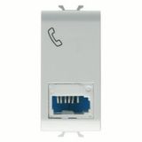BRITISH STANDARD TELEPHONE SOCKET - 6 CONTACTS - SCREW-ON TERMINALS - 1 MODULE - SATIN WHITE - CHORUSMART