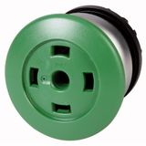 M22-DP-G-X-GVP Mushroom actuator, RMQ-Titan, Mushroom, momentary, Mushroom green, Without button plate, Without, Bezel: titanium