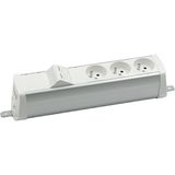 Expanded power strip set: 3x250V type E + 2xRJ45 plate with Keystone mounting., Wieland quick connector, white