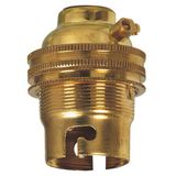 Socket for B22 bulb - with ring - side cable outlet - brass