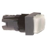 Head for illuminated push button, Harmony XB6, white rectang projecting pushbutton Ø 16 spring return 12...24 V