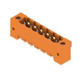 PCB plug-in connector, male header, Flange, THT solder connection, 5.08 mm, Number of poles: 6, 180°, Solder pin length (l): 3.2 mm, tinned, orange, Box