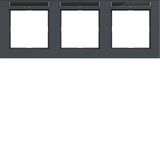 Cover frame 3-way horizontal, text field, A.1, anthracite