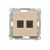 RJ12 double telephone socket, champagne matt