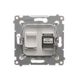 Double angled cover for ICT sockets for "Panduit" with descriptive field, (module), beige
