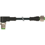 M12 Power L-cod. female 0° / M12 A-cod. male 90° PUR 4x0.75 bk  2m