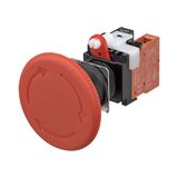 Emergency stop switch, non-illuminated, 60 mm dia., push-lock/turn-reset, 1NC A22E7012F