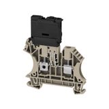 Fuse terminal, Screw connection, dark beige, 4 mm², 6.3 A, 400 V, Number of connections: 2, Number of levels: 1, TS 35