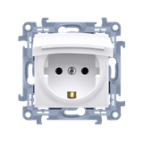 IP44 socket outlet with seal, with Schuko earthing - same color flap & cover, 16A, white