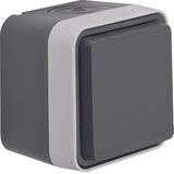 SCHUKO soc.out. hinged cover surf.-mtd, enhncd contact prot., W.1, gre