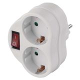 Multiple Socket SCHUKO 2× round with switch, white