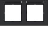 Cover frame double horizontal, text field, A.1, matte night black