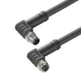 Power cable, Connecting line, M12 / M12, Number of poles : 3 (2 + PE), 5 m, pin, 90&deg; - socket 90&deg;, Shielded: No, LED: No, Sheath material: PUR, Halogen: No